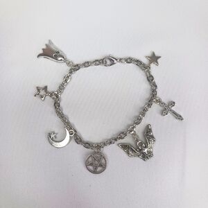 Silver Goth Charm Bracelet.